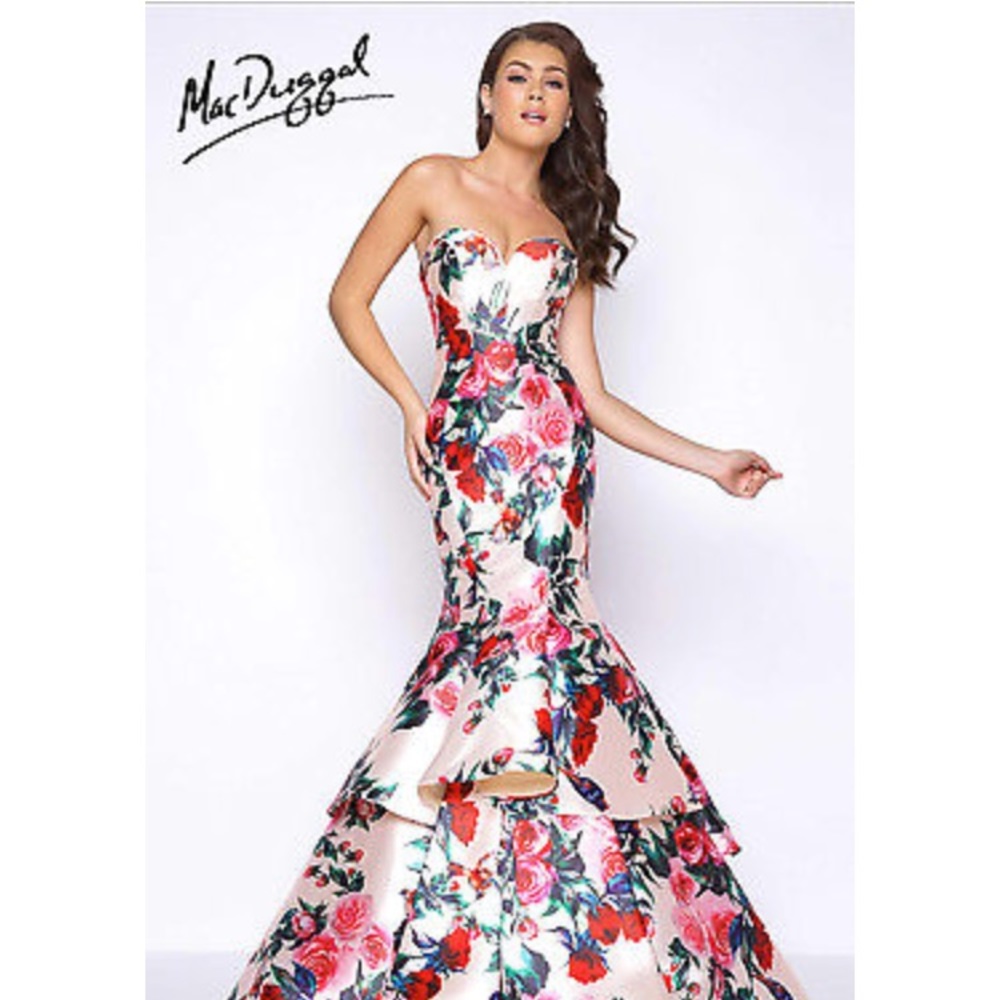 Mac Duggal sweetheart neckline floral mermaid gown
